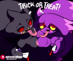 Pokemon Banette Mismagius Trick or Treat breasts furry ghost half-closed_eyes halloween
